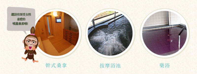 猿人の湯-附有按摩池、藥浴及桑拿蒸氣室