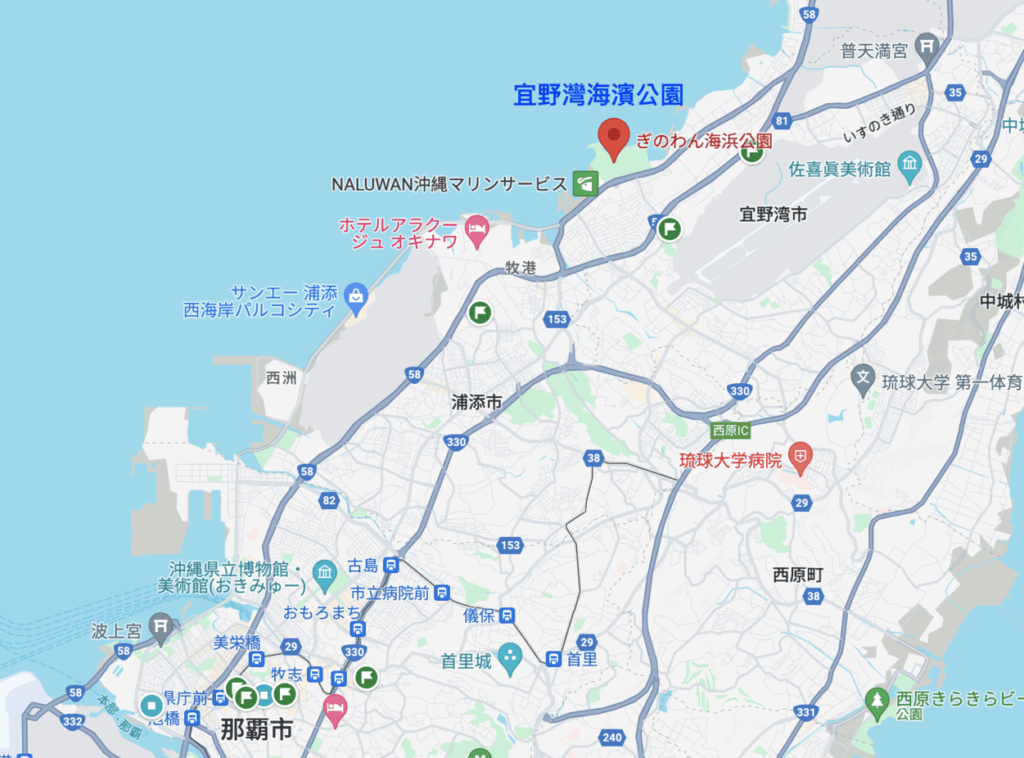 琉球海炎祭-宜野灣海濱公園地理位置圖